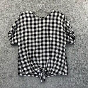 Madewell Button Back Buffalo Check Tie Tee Short Sleeve Gingham‎ Women's Small